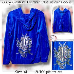 💕Juicy Couture Y2K Electric Blue Full Zip Hoodie size XL